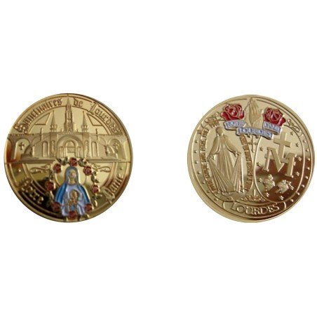 D11427 Medal 32mm Lourdes Basilique De Face + Marie