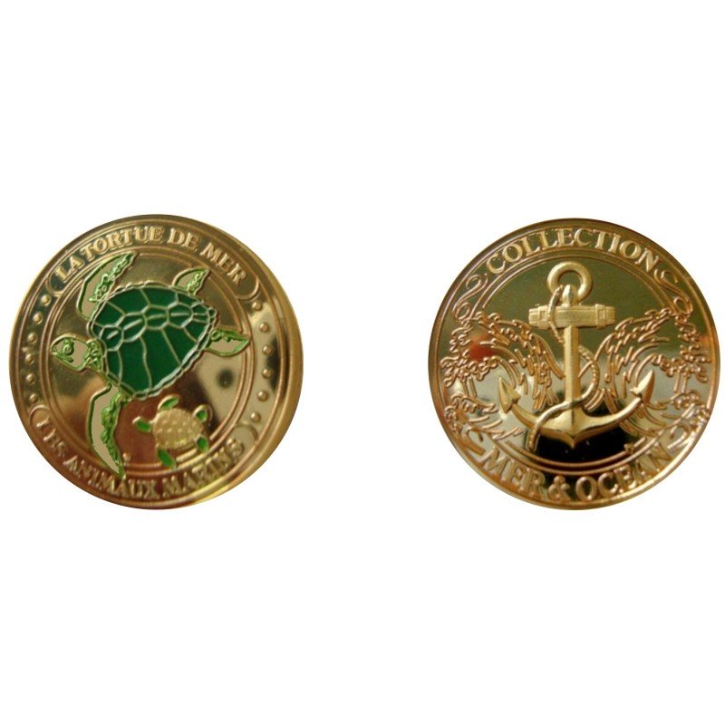 D11345 Medal 32mm Animeaux Marins La Tortue De