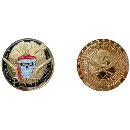 D11367 Medal 32mm Mythes &amp; Legendes Pirate Capitaine Pistolets