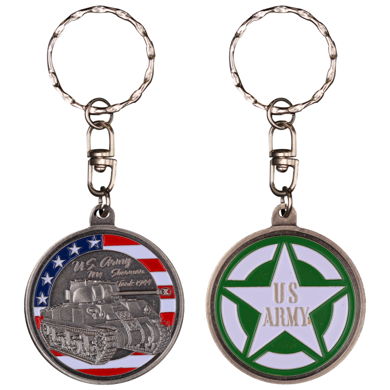 PCDD2S Keychain Round Tank Wwii vintage silver