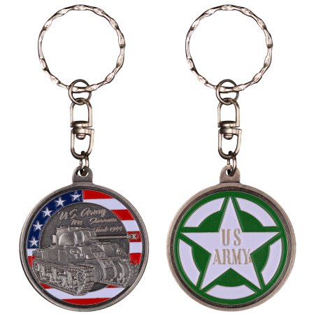 PCDD2S Keychain Round Tank Wwii vintage silver