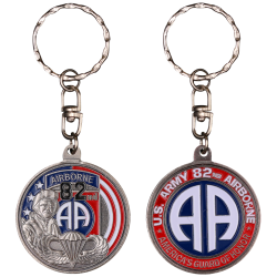 PCDD3S Keychain Round 82Nd Airborne Division vintage silver