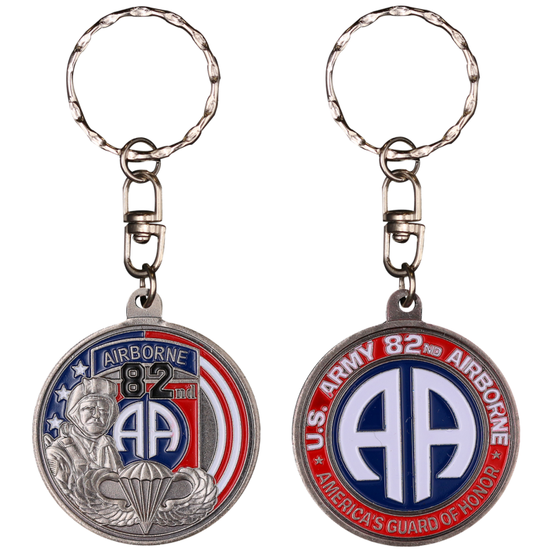 PCDD3S Keychain Round 82Nd Airborne Division vintage silver