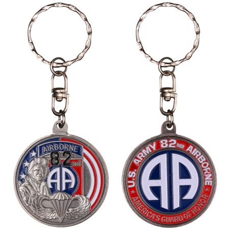 PCDD3S Keychain Round 82Nd Airborne Division vintage silver