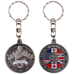 PCDD5S "Keychain Round ""V"" De Victory" vintage silver