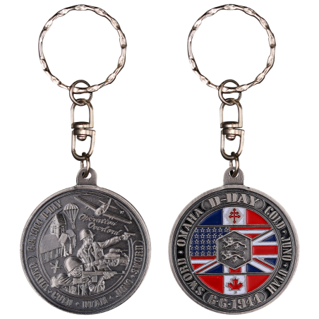 PCDD6S Keychain Round Debarquement vintage silver