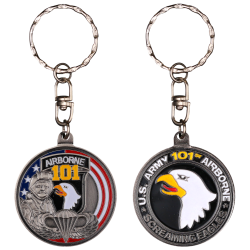 PCDD4S Keychain Round 101St Airborne Division vintage silver