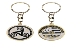 PC083 Keychain Round Triskell Noir &amp; Blanc