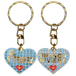 PC053 Key Ring Heart Blue St Tropez