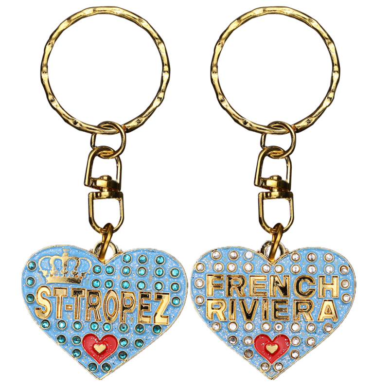 PC053 Key Ring Heart Blue St Tropez