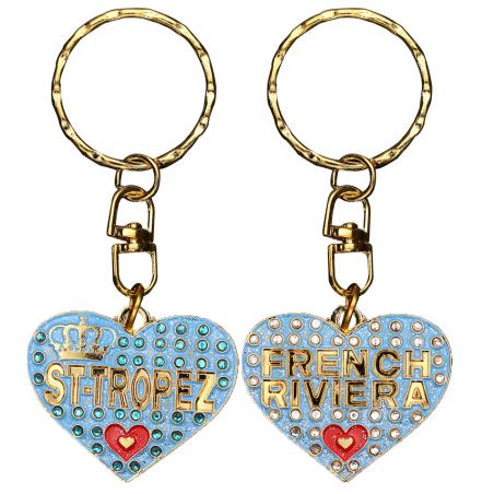 PC053 Key Ring Heart Blue St Tropez