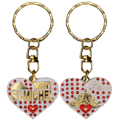 PC039 Key Ring Heart White Mont Saint Michel