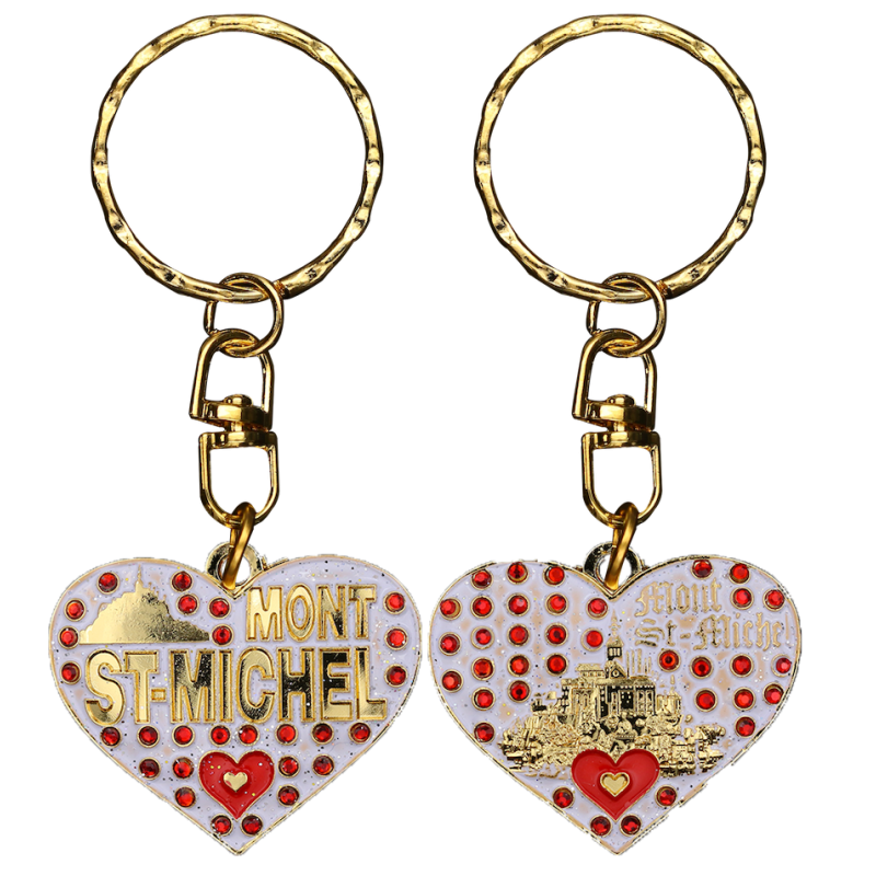 PC039 Key Ring Heart White Mont Saint Michel