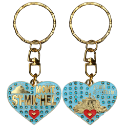 PC038 Key Ring Heart Blue Mont Saint Michel