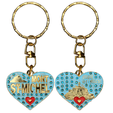 PC038 Key Ring Heart Blue Mont Saint Michel