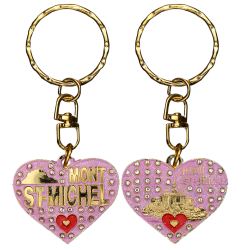 PC037 Key Ring Heart Pink Mont Saint Michel
