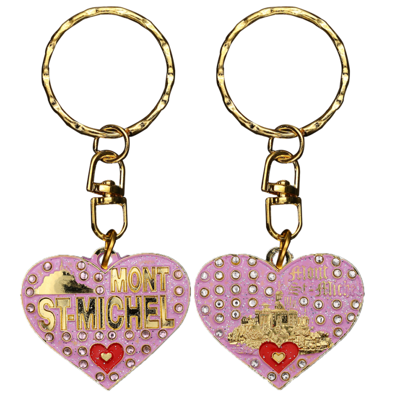 PC037 Key Ring Heart Pink Mont Saint Michel