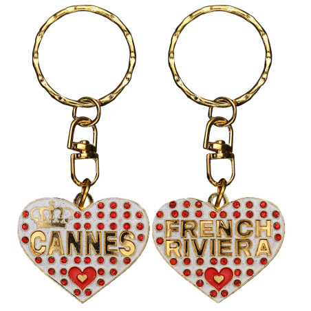 PC034 Key Ring Heart White Cannes