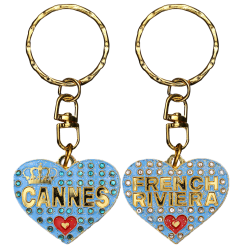 PC033 Key Ring Heart Blue Cannes