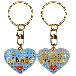 PC033 Key Ring Heart Blue Cannes
