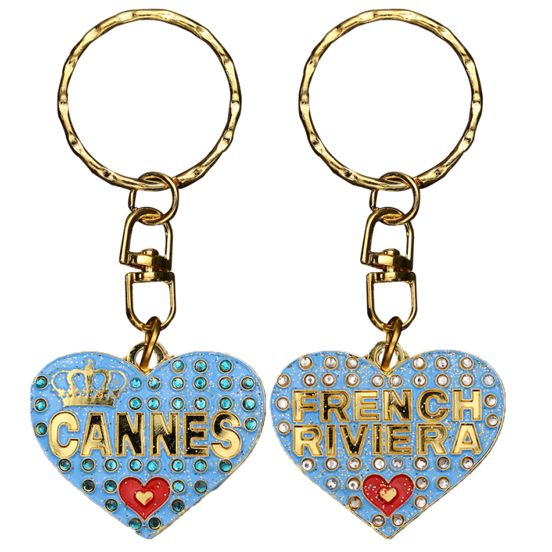 PC033 Key Ring Heart Blue Cannes