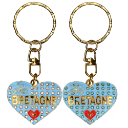 PC027 Key Ring Heart Blue Bretagne
