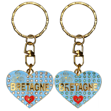 PC027 Key Ring Heart Blue Bretagne