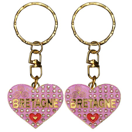 PC026 Key Ring Heart Pink Bretagne