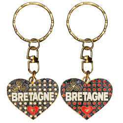 PC026 Key Ring Heart Black Bretagne
