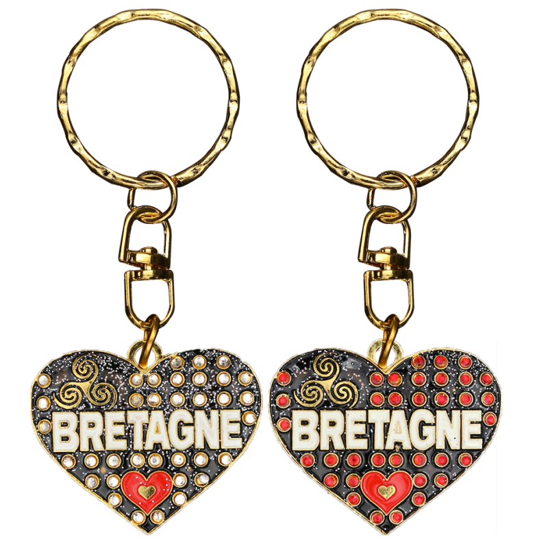 PC026 Key Ring Heart Black Bretagne