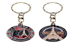 PC007 Keychain Round Chat Noir