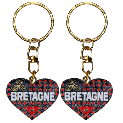 PC024 Key Ring Heart Black Bretagne