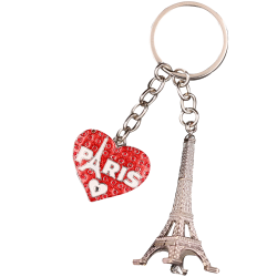 PC096 Key Ring Heart Red Tour Eiffel 3D