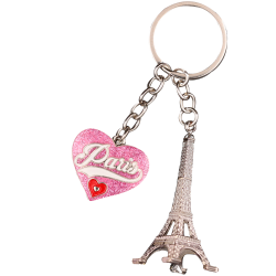 PC097 Key Ring Heart Red Tour Eiffel 3D