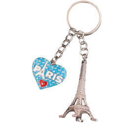 PC098 Key Ring Heart Red Tour Eiffel 3D