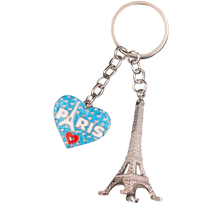 PC098 Key Ring Heart Red Tour Eiffel 3D