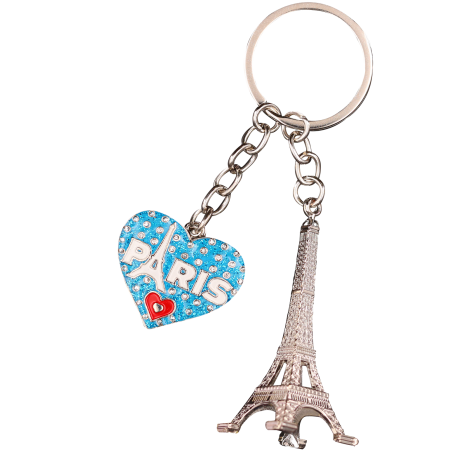 PC098 Key Ring Heart Red Tour Eiffel 3D