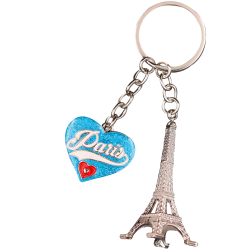 Key Ring Heart Red Tour Eiffel 3D