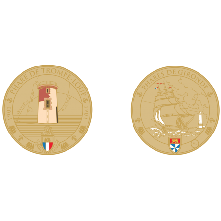 K11177 Medal 34mm Lighthouse collection of Gironde lighthouse of Trompe-Loup