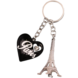 PC100 Key Ring Heart Black 3D Tour Eiffel 3D