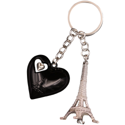 PC100 Key Ring Heart Black 3D Tour Eiffel 3D