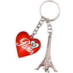 PC102 Key Ring Heart Red 3D Tour Eiffel 3D