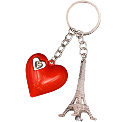 Key Ring Heart Red 3D Tour Eiffel 3D