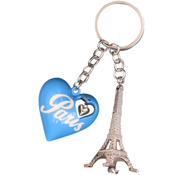 PC103 Key Ring Heart Blue 3D Tour Eiffel 3D
