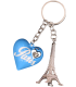 PC103 Key Ring Heart Blue 3D Tour Eiffel 3D