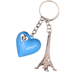 PC103 Key Ring Heart Blue 3D Tour Eiffel 3D