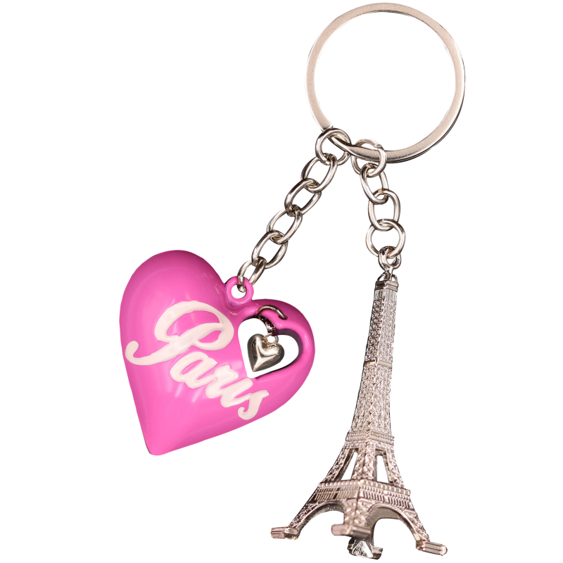 PC104 Key Ring Heart Blue 3D Tour Eiffel 3D