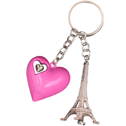 PC104 Key Ring Heart Blue 3D Tour Eiffel 3D