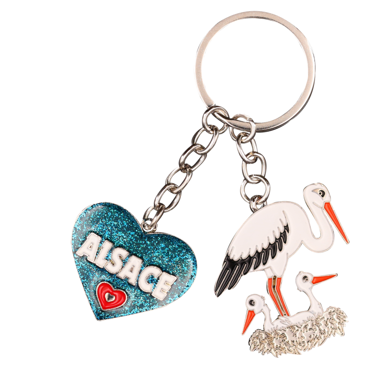 PC131 Key Ring Heart Blue Alsace