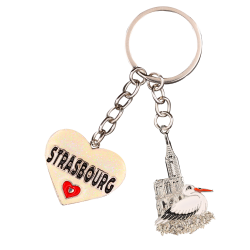 PC134 Key Ring Heart White Strasbourg